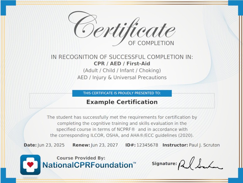 Certification example